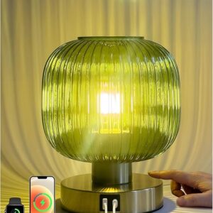 Green Glass Bedside Lamp