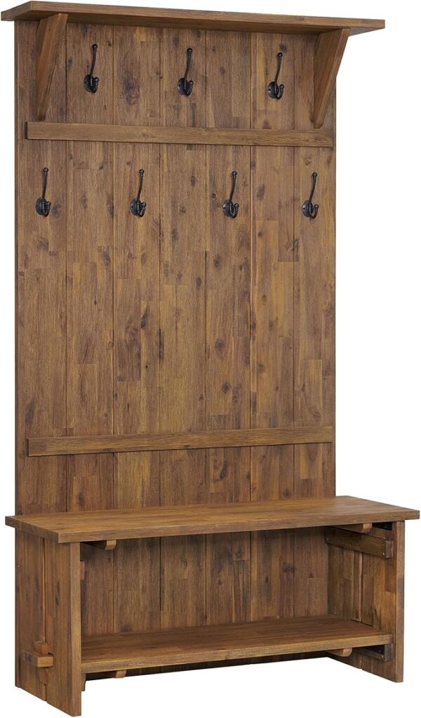 Large Entryway Bench with Storage Shelves